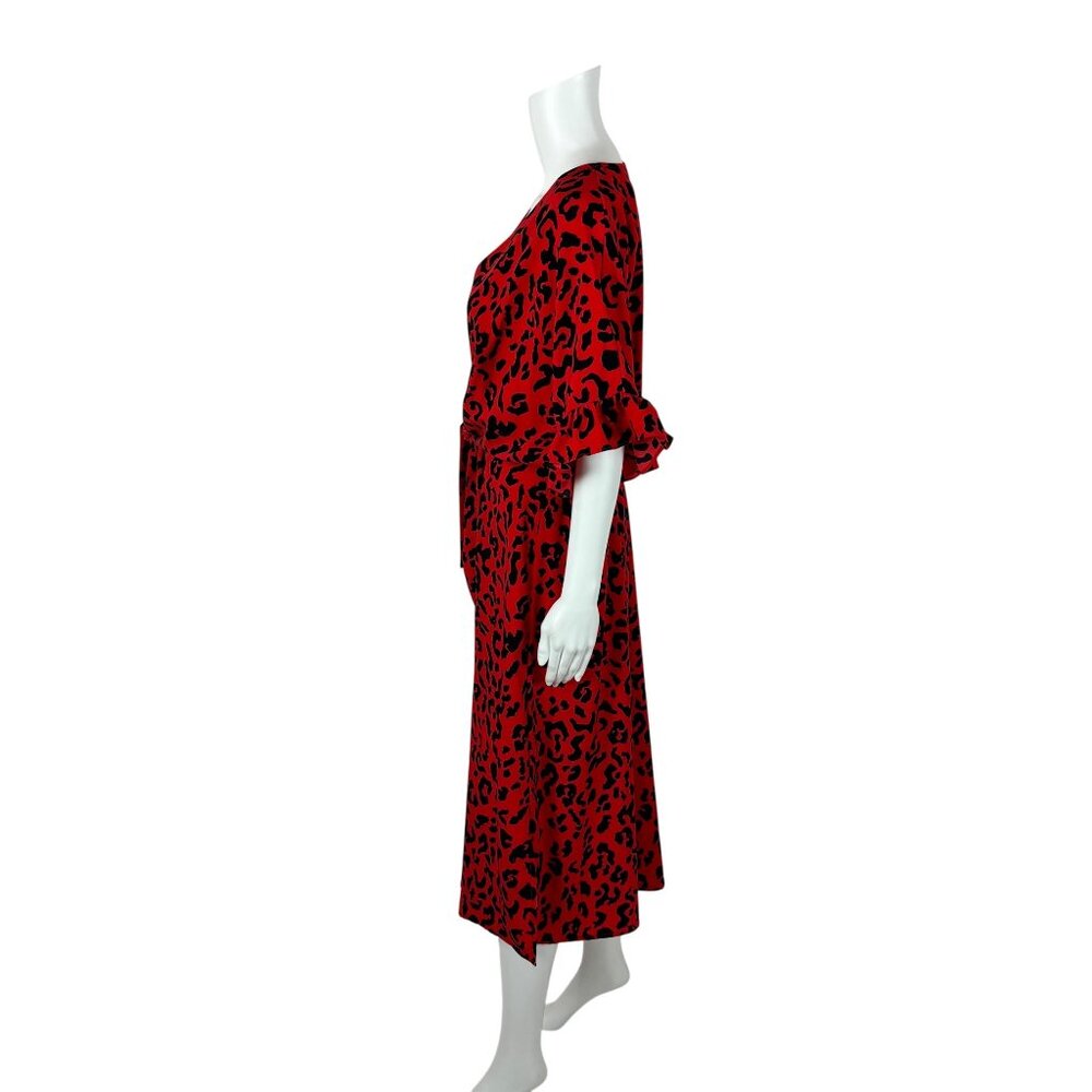 Who What Wear Cheetah Dress Women's Size M Electric Animal Print Flutter Sleeve - Picture 8 of 12